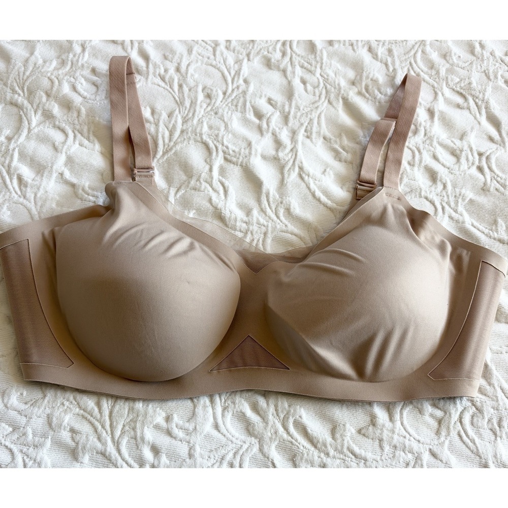 Honeylove Crossover Bra Size XL: 38D/38DD(E) Nude Wire-FreeMesh Trim LWBR0302